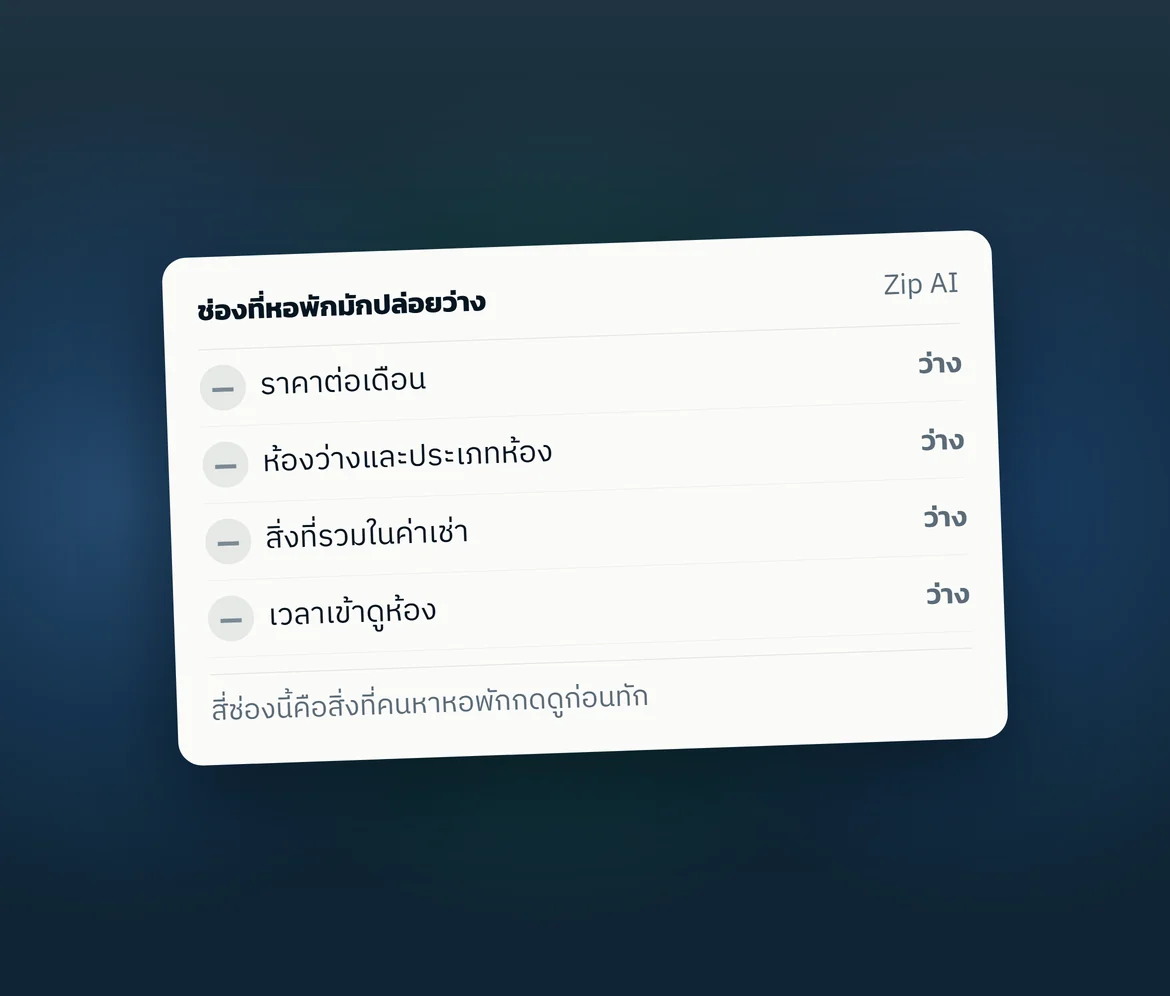 การ์ดสรุป: ช่องที่หอพักมักปล่อยว่าง — ภาพกราฟิกที่เราออกแบบเอง