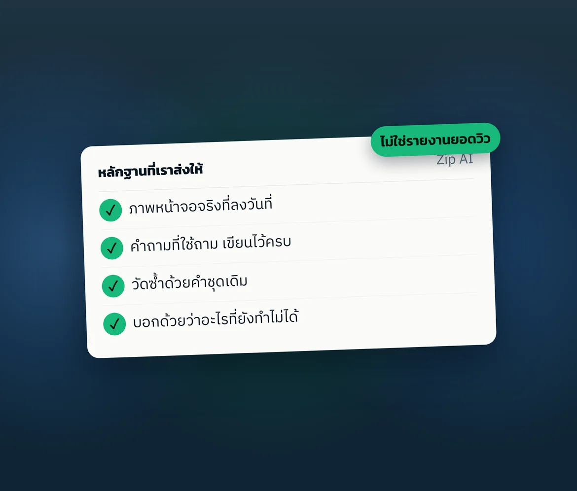 การ์ดสรุป: หลักฐานที่เราส่งให้ — ภาพกราฟิกที่เราออกแบบเอง